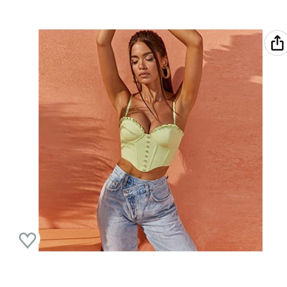 Neon Color Bustier Padded Cups Chic Top Size XL,